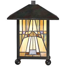 Image4 of Quoizel Inglenook 10 3/4" High Bronze Tiffany-Style Accent Lamp more views