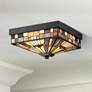 Quoizel Inglenook 14" Wide Tiffany Style Mission Glass Ceiling Light