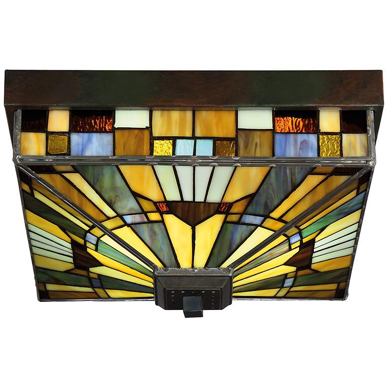 Image 4 Quoizel Inglenook 14 inch Wide Tiffany Style Mission Glass Ceiling Light more views