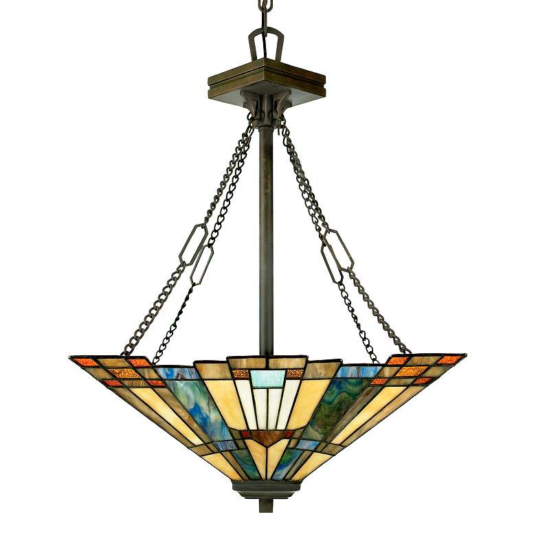 Image 2 Quoizel Inglenook 17 1/2" Wide Tiffany-Style Glass Pendant Chandelier