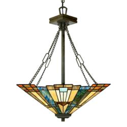 Quoizel Inglenook 17 1/2" Wide Tiffany-Style Glass Pendant Chandelier