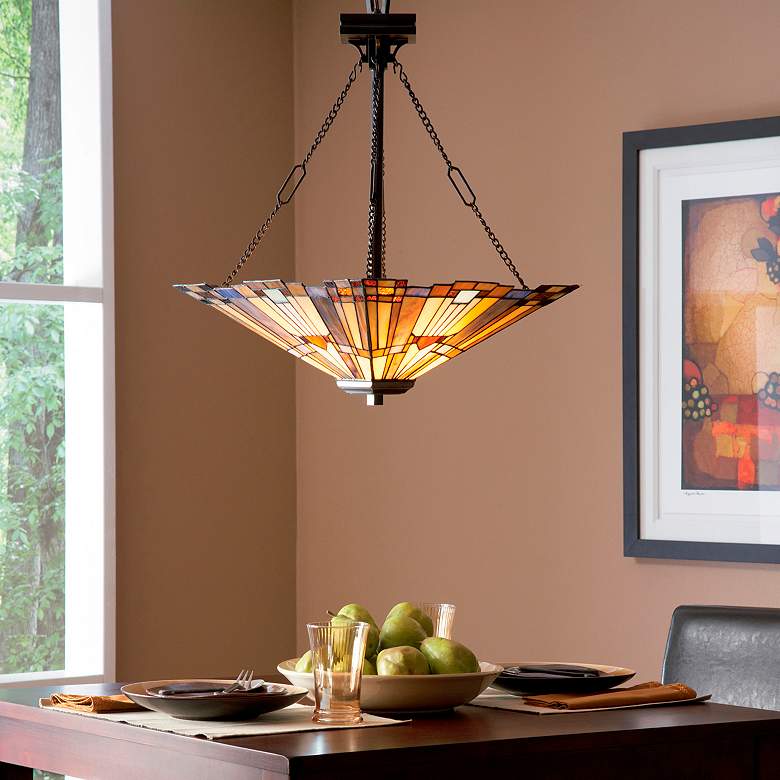 Image 3 Quoizel Inglenook 17 1/2" Wide Tiffany-Style Glass Pendant Chandelier more views