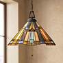 1_Quoizel Inglenook 17" Tiffany-Style Art Glass Pull-Chain Pendant Light