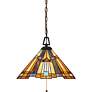 3_Quoizel Inglenook 17" Tiffany-Style Art Glass Pull-Chain Pendant Light more views