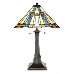Quoizel Inglenook 25&quot; Glass Arts and Crafts Tiffany-Style Table Lamp