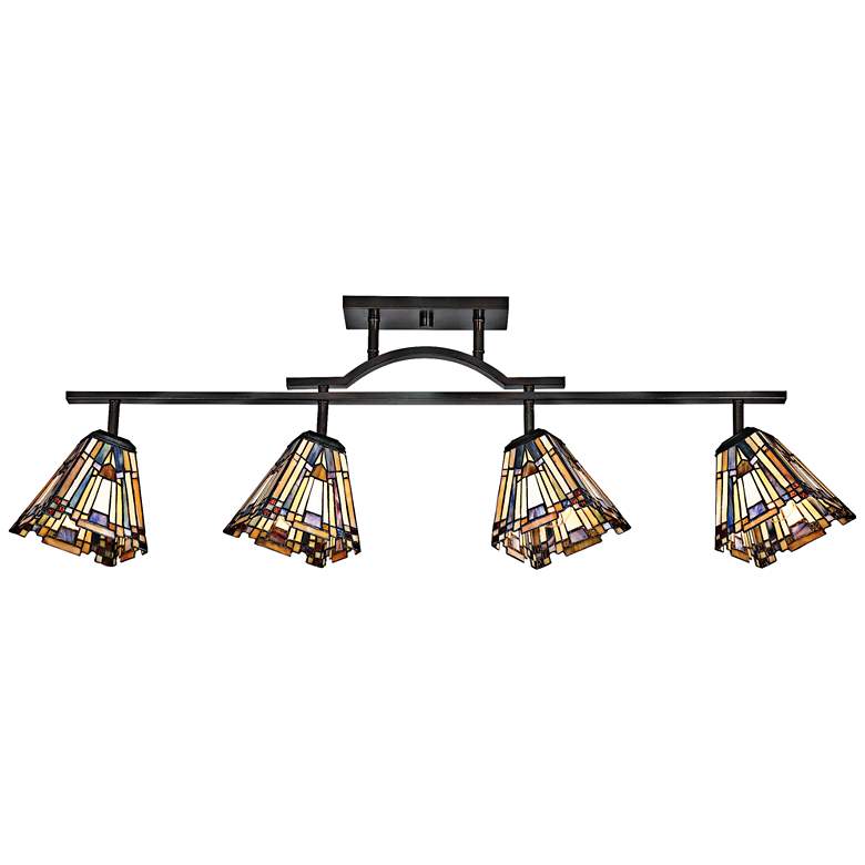 Image 2 Quoizel Inglenook 42 inch 4-Light Bronze Tiffany-Style Track Fixture more views