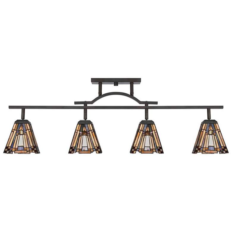 Image 2 Quoizel Inglenook 42" 4-Light Bronze Tiffany-Style Track Fixture more views