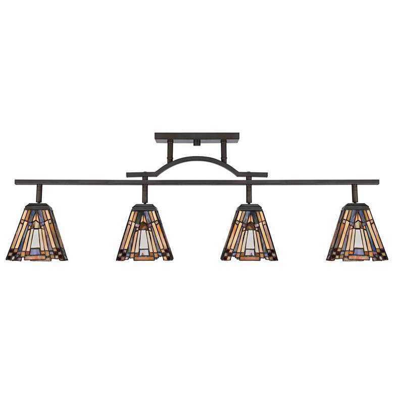 Image 2 Quoizel Inglenook 42 inch 4-Light Bronze Tiffany-Style Track Fixture more views