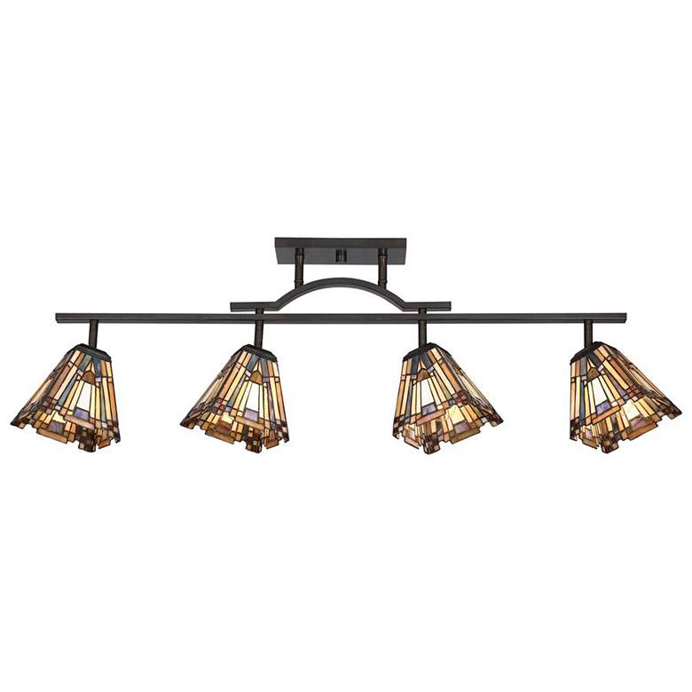 Image 3 Quoizel Inglenook 42 inch 4-Light Bronze Tiffany-Style Track Fixture more views