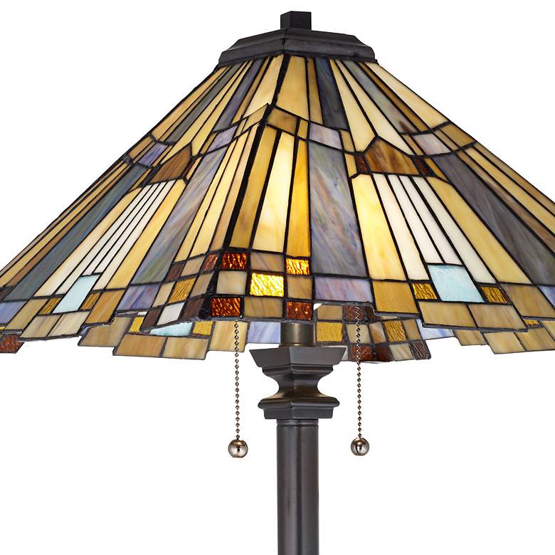 Image 4 Quoizel Inglenook 62" Mission Tiffany-Style Art Glass Floor Lamp more views