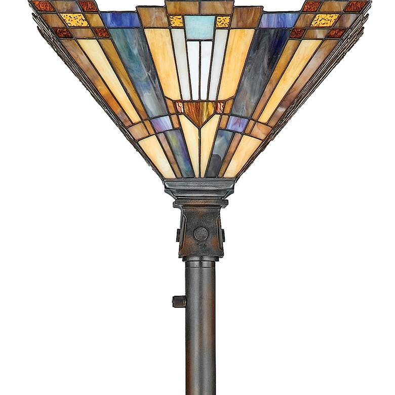 Image 3 Quoizel Inglenook 73" High Tiffany-Style Glass Bronze Floor Torchiere more views