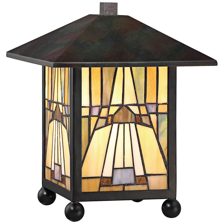 Image 2 Quoizel Inglenook Arts and Crafts Bronze Tiffany-Style Accent Lamp
