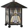 Quoizel Inglenook Arts and Crafts Bronze Tiffany-Style Accent Lamp