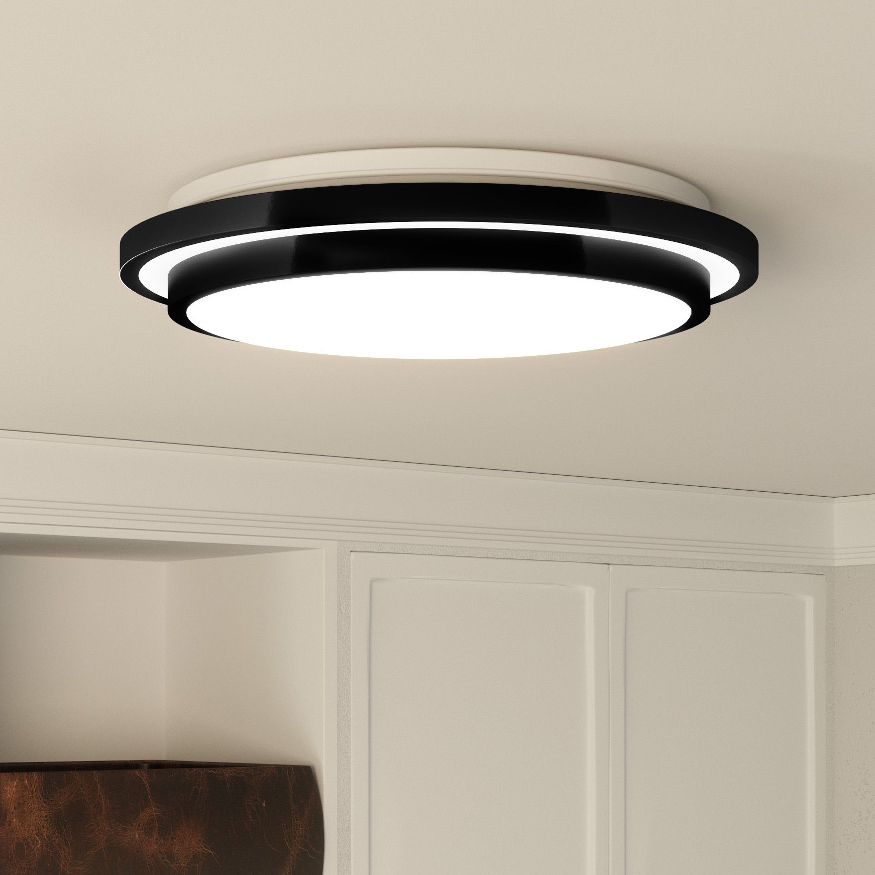Image Quoizel Irving 16" Wide Matte Black LED Ceiling Light
