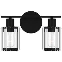 Quoizel Isla 12 1/2" Wide 2-Light Black and Crystal Bath Vanity Light