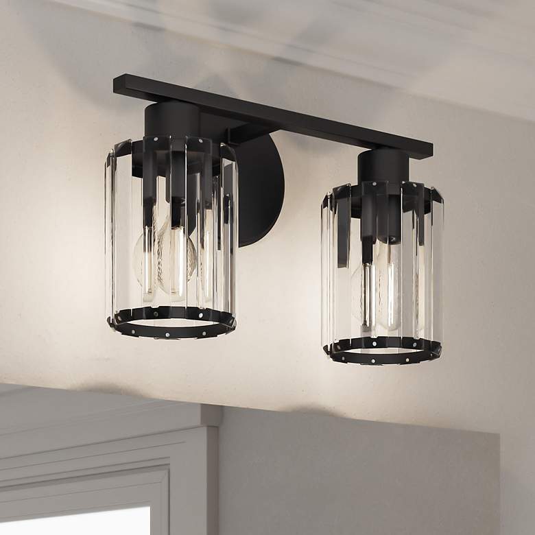 Image 1 Quoizel Isla 12 1/2" Wide 2-Light Black and Crystal Bath Vanity Light