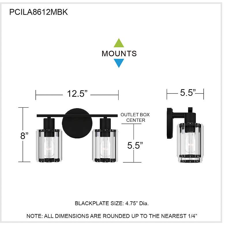 Image 7 Quoizel Isla 12 1/2" Wide 2-Light Black and Crystal Bath Vanity Light more views