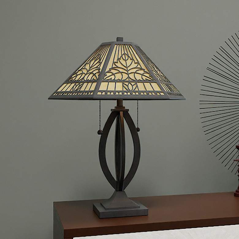 Image 1 Quoizel James 24" High Matte Black Art Glass Table Lamp