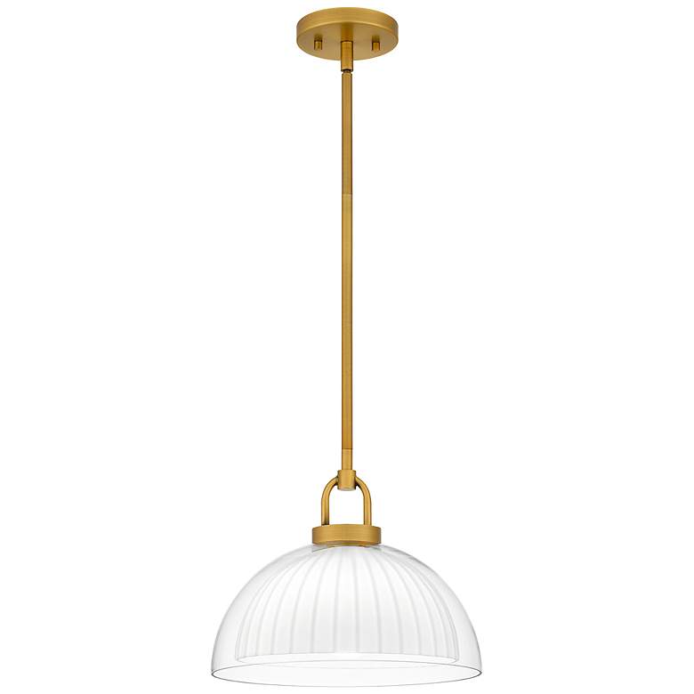 Image 2 Quoizel Jansen 12"W Brushed Gold Mini Pendant w/ Glass Shade