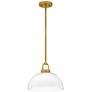 2_Quoizel Jansen 12"W Brushed Gold Mini Pendant w/ Glass Shade
