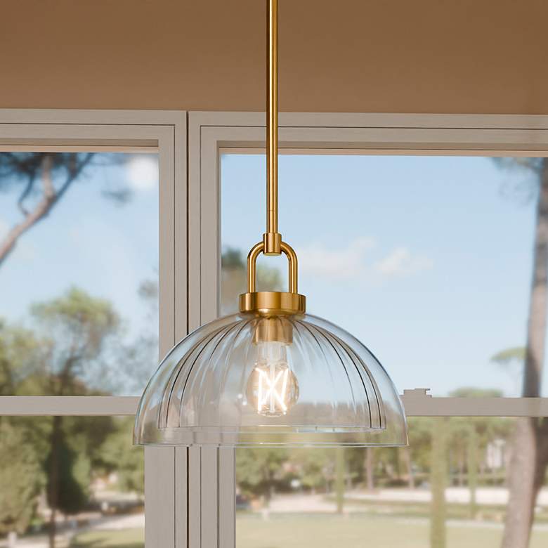 Image 1 Quoizel Jansen 12"W Brushed Gold Mini Pendant w/ Glass Shade
