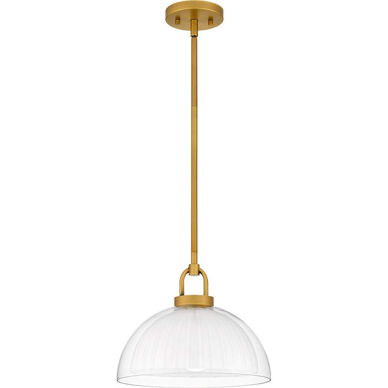 Image 3 Quoizel Jansen 12"W Brushed Gold Mini Pendant w/ Glass Shade more views