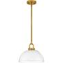 3_Quoizel Jansen 12"W Brushed Gold Mini Pendant w/ Glass Shade more views