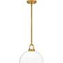 4_Quoizel Jansen 12"W Brushed Gold Mini Pendant w/ Glass Shade more views