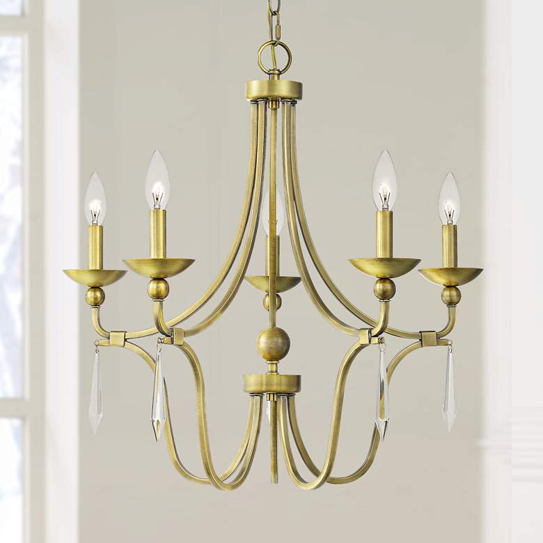Image 1 Quoizel Joules 25" Wide Aged Brass 5-Light Chandelier