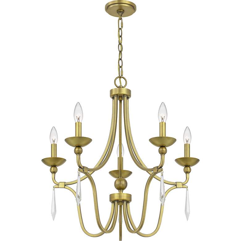 Image 3 Quoizel Joules 25 inch Wide Aged Brass 5-Light Chandelier more views