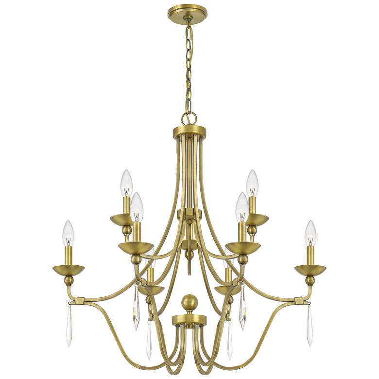 Image 3 Quoizel Joules 32 inch Wide Aged Brass 9-Light Chandelier more views