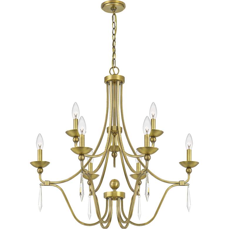 Image 3 Quoizel Joules 32 inch Wide Aged Brass 9-Light Chandelier more views