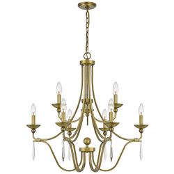Quoizel Joules 32" Wide Aged Brass 9-Light Tiered Chandelier