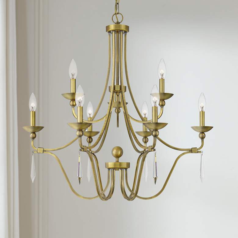 Image 1 Quoizel Joules 32" Wide Aged Brass 9-Light Tiered Chandelier