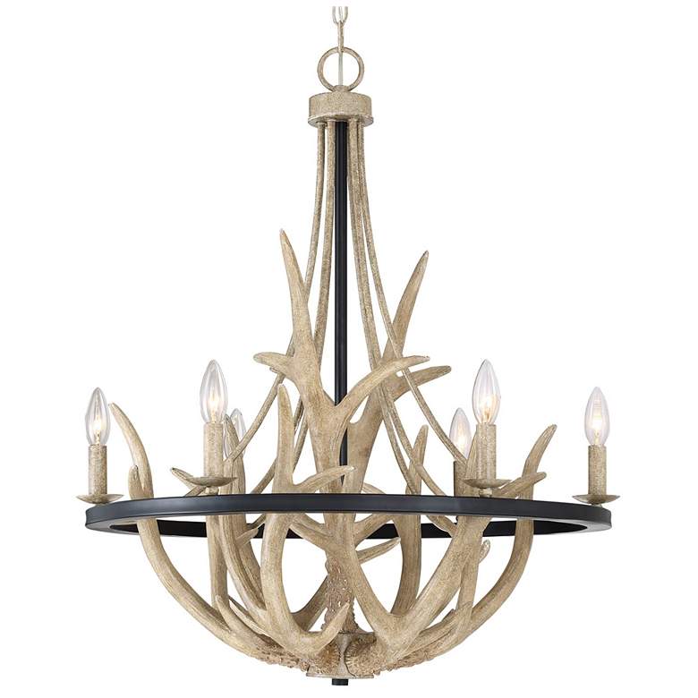 Image 2 Quoizel Journey 26.3" Wide 6-Light Faux Antler Rustic Chandelier