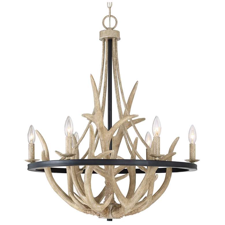 Image 1 Quoizel Journey 26.3 inch Wide 6-Light Faux Antler Rustic Chandelier