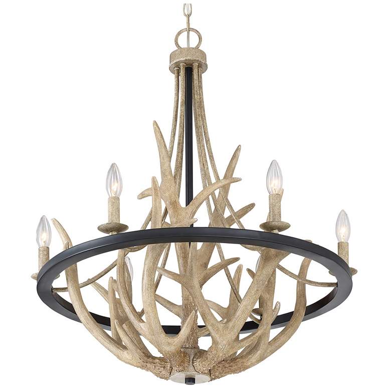 Image 2 Quoizel Journey 26.3 inch Wide 6-Light Faux Antler Rustic Chandelier more views