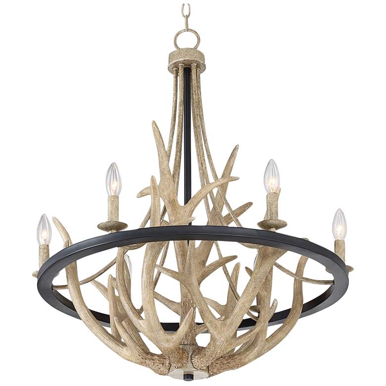 Image 3 Quoizel Journey 26.3 inch Wide 6-Light Faux Antler Rustic Chandelier more views