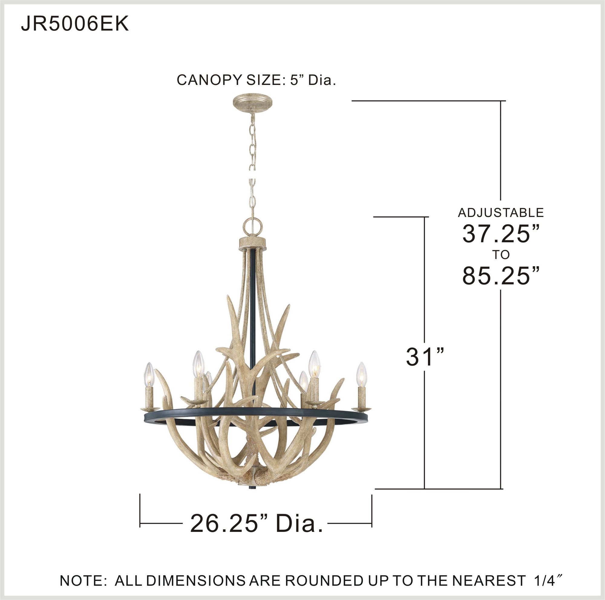 Quoizel Journey 26.3" Wide 6-Light Faux Antler Rustic Chandelier