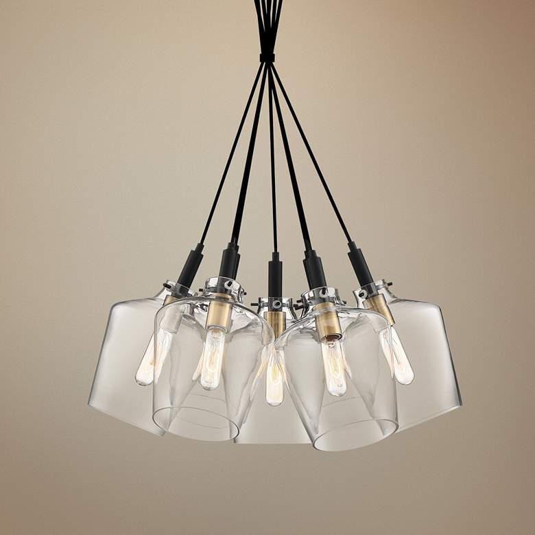 Image 1 Quoizel June 25" Wide Earth Black Multi Light Pendant