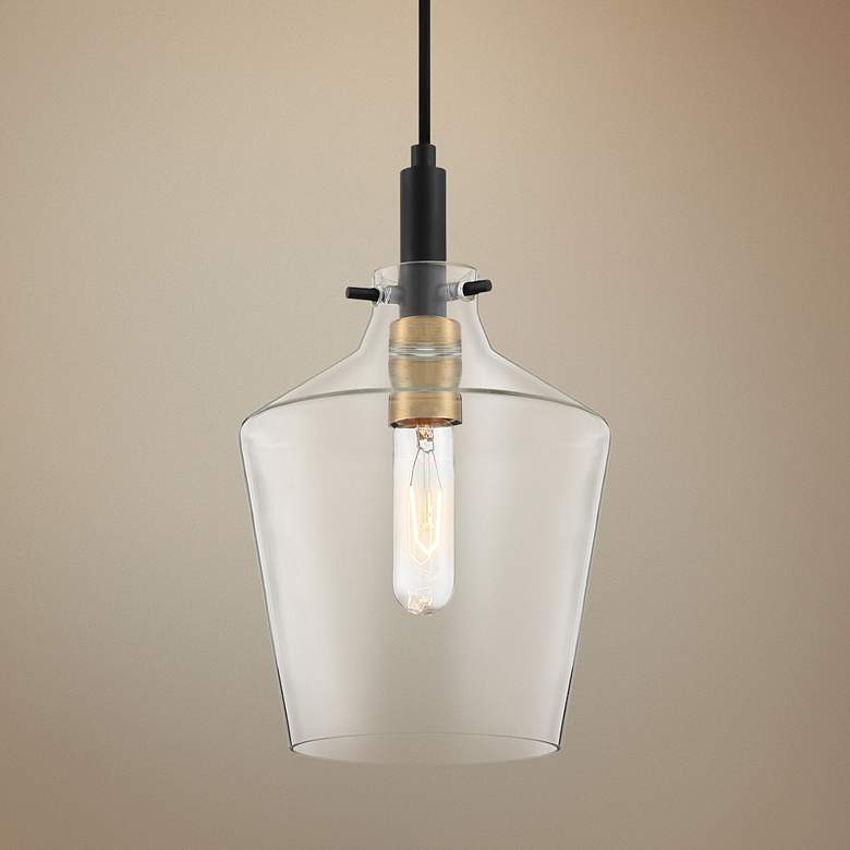 Image 1 Quoizel June 7 3/4" Wide Earth Black And Glass Modern Mini Pendant