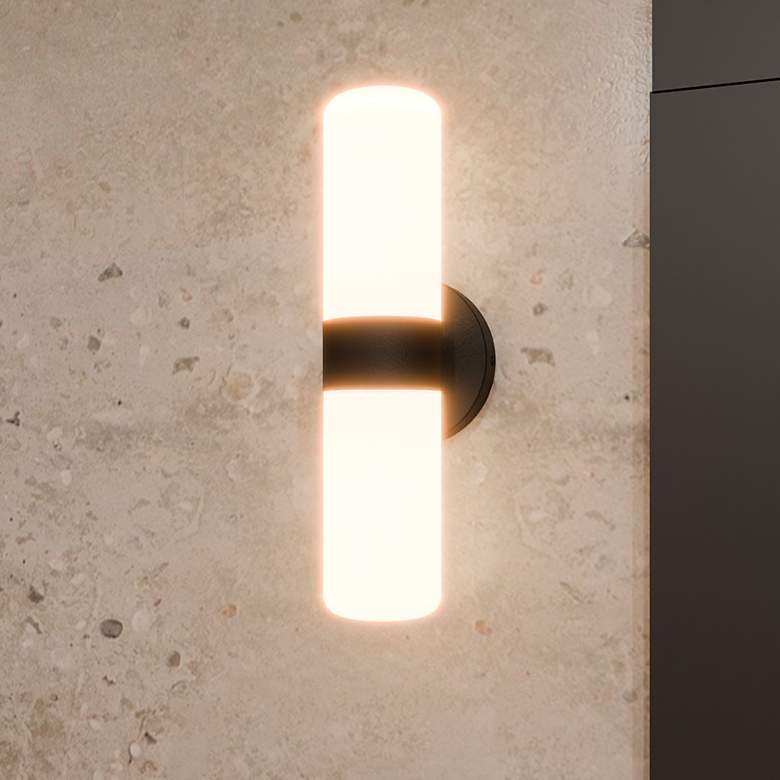 Image 1 Quoizel Kaia 14" High Matte Black LED Outdoor Wall Light