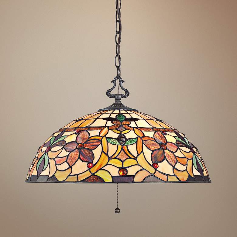Image 1 Quoizel Kami 20 inch Wide Tiffany-Style Art Glass Dome Pendant Light