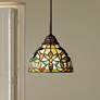 1_Quoizel Kami 8" Wide Tiffany-Style Floral Art Glass Mini Pendant Light