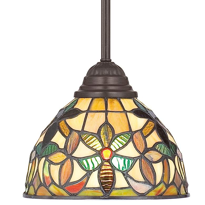 Image 3 Quoizel Kami 8" Wide Tiffany-Style Floral Art Glass Mini Pendant Light more views