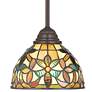 3_Quoizel Kami 8" Wide Tiffany-Style Floral Art Glass Mini Pendant Light more views