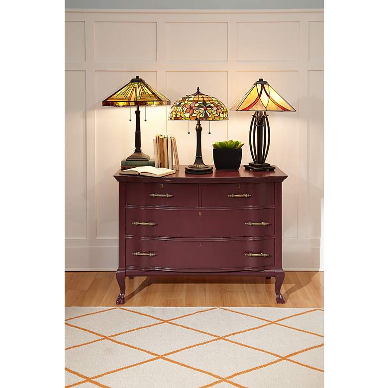 Image 3 Quoizel Kami Floral 23" Vintage Bronze Tiffany-Style Glass Table Lamp more views