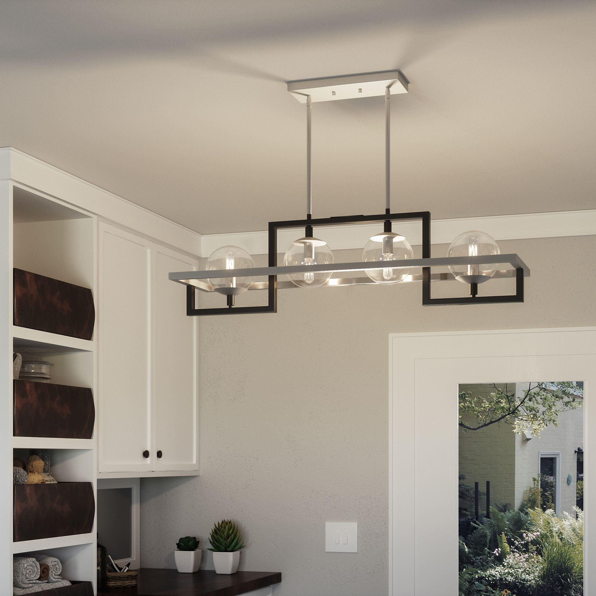 Image 5 Quoizel Kane 40" Wide Black and Globe Glass Linear Modern Pendant more views