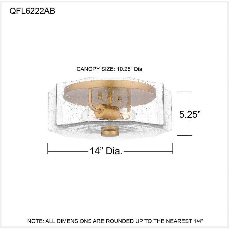 Image 6 Quoizel Kaplan 14" Wide Aged Brass 2-Light Ceiling Light more views