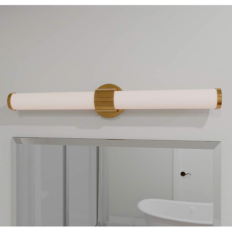Image 1 Quoizel Kaye 28" Wide Aged Brass LED Bath Light